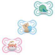 CHUPETA MAM PERFECT 0-6 MESES TAMANHO 1 BICO SILICONE BLISTER TRIPLA MENINO MENINA Cor:Dino - Urso - Tigre