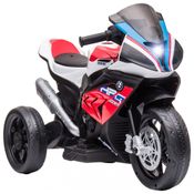 Moto Elétrica Infantil BMW Aosom a Bateria 6V 3 Rodas com Sons e Luzes, Idade Rec 2 a 8 Anos, Vermelha