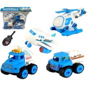 Carrinho Helicoptero Monta Desmonta Infantil Kit 4 Unidades