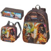 Kit Mochila Costas+Lancheira+Estojo Duplo Naruto Shippuden