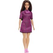 Boneca Barbie Fashionistas Morena - Vestido Xadrez Preto/rosa Hbv20