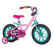 Bicicleta Aro 14 First Pro Feminina Nathor Verde e Rosa