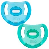 Kit 2 Chupetas Bebê Com Estojo Para Esterilização +6 Meses Silicone Livre BPA Azul Verde Lillo