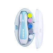 Kit Manicure Eletrico Portátil Para Bebês e Adultos KaBaby Azul Com 5 Lixas e 1 Polidor