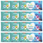 Lenços Umedecidos Pampers Splashers Baby Shark - 12 Pacotes com 48 Lenços Cada