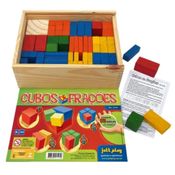 Brinquedo Caixa Cubos De Frações 93 Peças Madeira