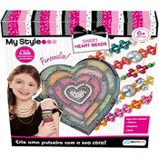 Kit Pulseiras Miçangas Pingentes Heart Beads Rosa - Multikids