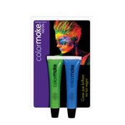 Conjunto De Maquiagem - Color Make - Gel Fluor Para Corpo E Cabelo - Azul E Verde - Evora