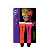 Conjunto De Maquiagem - Color Make - Gel Fluor Para Corpo E Cabelo - Laranja E Pink - Evora