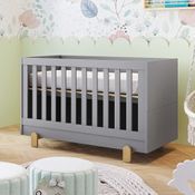Berço Americano Mini Cama Aimê Cinza Fosco com Bétula Carolina Baby