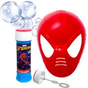 Kit Tubo de Bolhas de Sabão do Homem Aranha + Máscara Herói