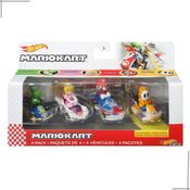 Hot Wheels Mario Kart c/ 4 carrinhos Mattel GWB36-986B