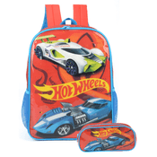Mochila Escolar Hot Wheels com Estojo - Luxcel