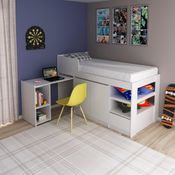Cama Infantil Multifuncional 3 Prateleiras 1 Gaveta 2 Portas Multiuso Organizador Quarto Branco