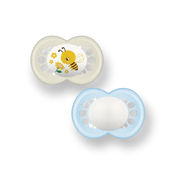CHUPETA MAM 6 MESES FASE 2 BICO SILICONE SKINSOFT EMBALAGEM DUPLA Cor:Abelha - Azul Básica
