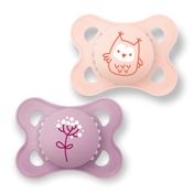 CHUPETA MAM 0-6 MESES FASE 1 BICO SILICONE SKINSOFT EMBALAGEM DUPLA Cor:Rosa Coruja - Flor