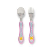 KIT TALHER COLHER E GARFO INFANTIL BEBE ANATÔMICO ANIMAL FUN AÇO INOXIDAVEL INTRODUÇÃO ALIMENTAR MENNO MENINA BUBA Cor:G