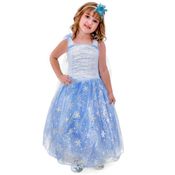 Fantasia Elsa Frozen Infantil Rainha de Luxo Com Tiara e Capa - P 5 - 6