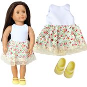 KIT ROUPA BONECA PARA OUR GENERATION - VESTIDO JARDIM FLORIDO - CASINHA 4