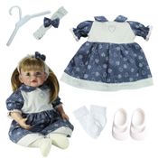 KIT ROUPA BONECA PARA REBORN 46/56CM - 5 ITENS - VESTIDO FLOR DENTE DE LEÃO - CASINHA 4