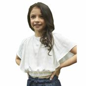 Blusa Bata Infantil Viscose Branca Cropped Manga Godê