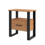 Mesa de Cabeceira Estilo Industrial F37 Freijó/Preto Fosco - Pradel