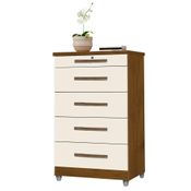 Cômoda para Quarto 68cm 5 Gavetas com Chave Emas Mel/Pérola - Móveis Primus