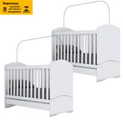 Kit 2 Bercos Mini Cama 3 Em 1 I02 Branco Henn