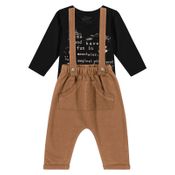 Conjunto Body e Jardineira Infantil Trick Nick Marrom