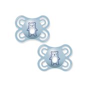 CHUPETA MAM PERFECT 0-6 MESES TAMANHO 1 BICO SILICONE EMBALAGEM DUPLA MENINO MENINA Cor:Azul Urso