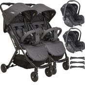 Carrinho de Gemeos com 2 Bebe Conforto Kiddo Road Melange Preto