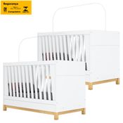 Kit 2 Bercos Mini Cama 3 Em 1 MDF I21 Branco HP Henn