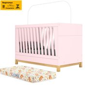 Berco Mini Cama 3 Em 1 MDF Com Colchao I21 Rosa Cha Henn