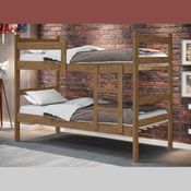 Beliche Cama Solteiro Infantil Com Escada Proteção Lateral Quarto Dormitório Marrom Madeira