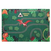 Tapete Infantil Para Quarto Criança Ferrovia Com Dinossauro 1 Metro Bebe Masculino Feminino Jolitex Verde