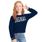 Casaco Moletom Cropped Meninas Signal Azul Marinho Sem Felpa