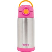 Copo Térmico Infantil De Inox Com Canudo 400ml Buba Cor:Rosa