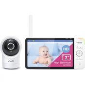 Baba Eletrônica Câmera 1080P e Monitor HD 360 720P com Visão Noturna, VTECH RM7764HD, Branco