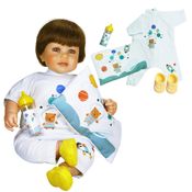 KIT ROUPA BONECA PARA REBORN 46/56CM - PIJAMA ASTRONAUTA - CASINHA 4