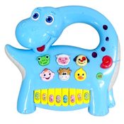 Brinquedo Infantil Piano Musical Dinossauro Baby Som Bichos Azul