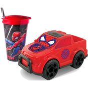 Copo 540ml Homem Aranha C/ Carrinho Brinquedo Infantil