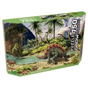Quebra-Cabeça - Panorama - 750 Peças - Ilha dos Dinossauros - Grow