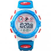 Relógio Digital com Cronômetro para Crianças de 5 até 15 Anos, GOLDEN HOUR, Azul e Branco