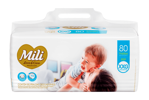 Fralda Descartável Mili Giga Love & Care Premium   Tam: XXG - 80 fraldas