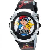 Relógio Digital de Quartzo para Crianças de 5 até 15 Anos, Ash Pikachu 2, Preto