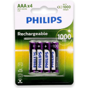 Pilha Recarregável AAA com 4 1000MAH R03B4A100/97-Philips