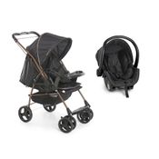 Travel System Galzerano Carrinho de Bebê Preto com Cobre Milano com Bebe Conforto Cocoon Preto