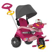 Triciclo Velobaby Rosa Reclinavel com Capota Rosa Passeio & Pedal - Bandeirante 359