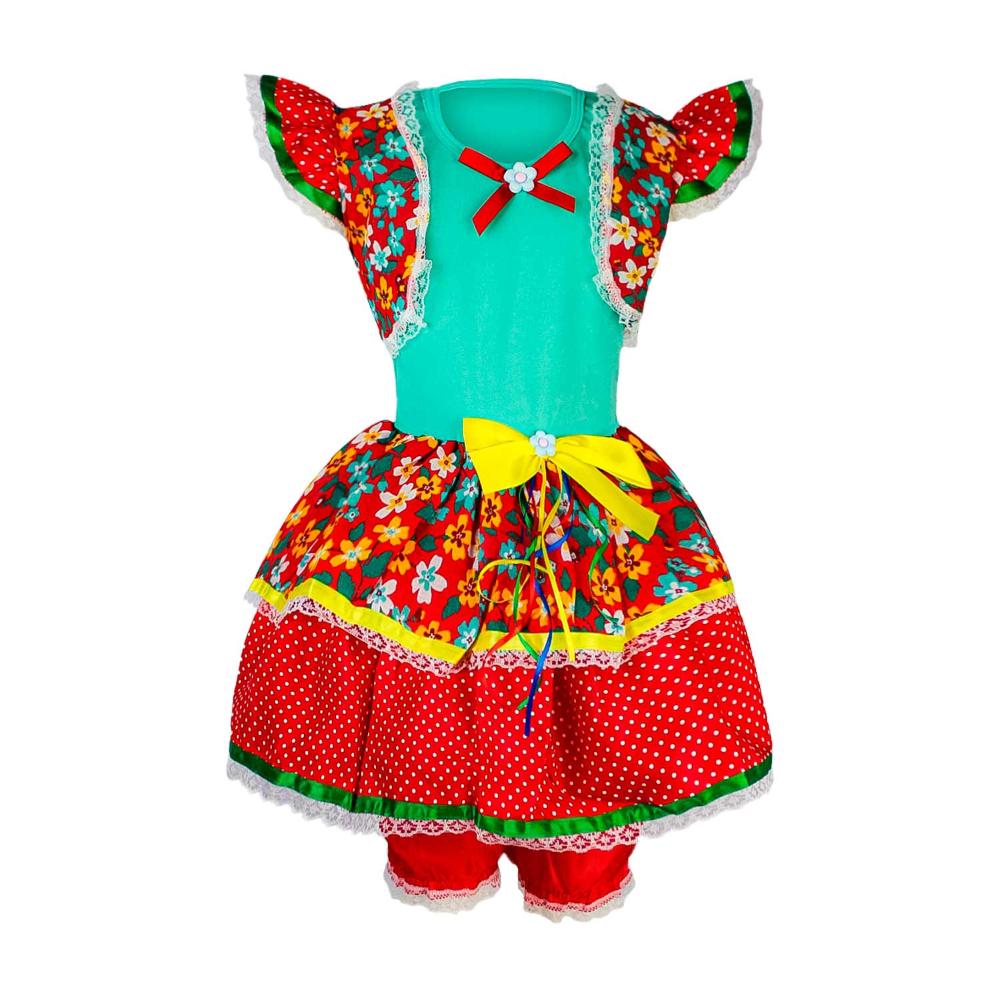 Vestido Festa junina Feminino Conjunto Camisa Xadrez + Tutu - Ri Happy