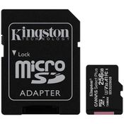 Cartão de Memória 256GB Kingston MicroSD card com Adaptador Canvas Select Plus 100R A1 C10